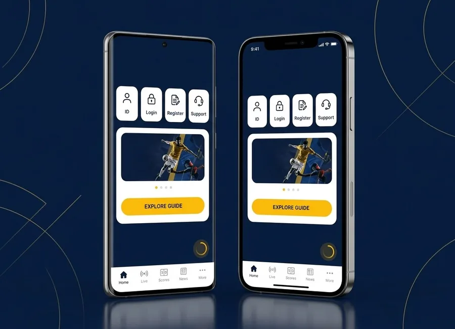 PlayExch app guide graphic showing Android and iPhone browser screens